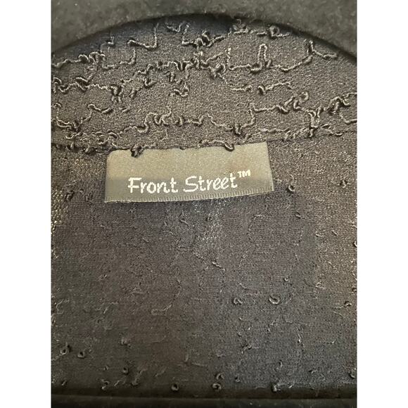 Front Street Womens Large Button Up Cardigan Black Collar Diamond Shape Button - Picture 6 of 11